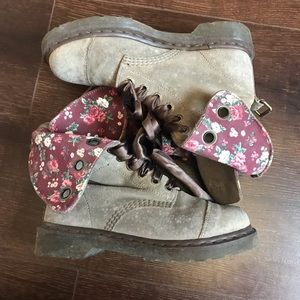 dr. martens floral and satin boots
